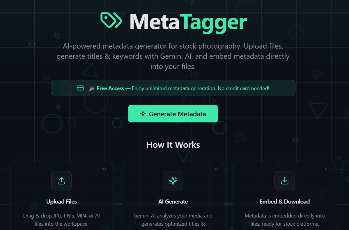 MetaTagger - AI Metadata Generator for Stock Photos & Videos